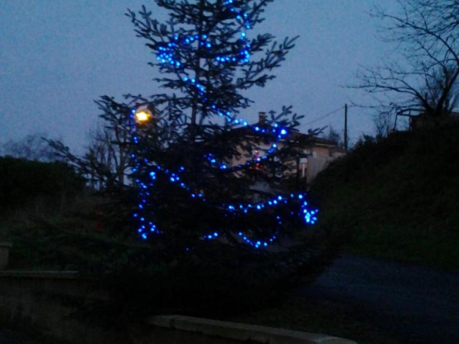Le sapin de Noêl devant l'église - Fayet (93)